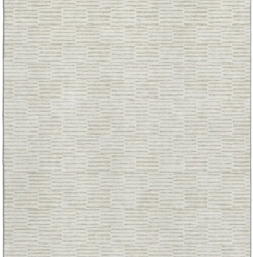 Ivory And Beige Abstract Geometric Washable Area Rug With UV Protection Photo 5