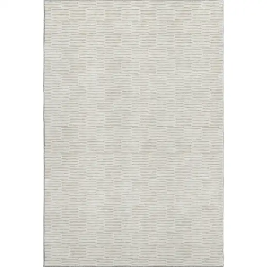 Ivory And Beige Abstract Geometric Washable Area Rug With UV Protection Photo 5