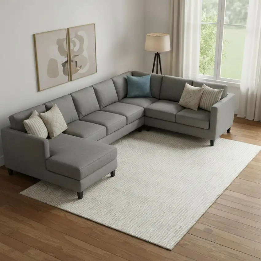 Ivory And Beige Abstract Geometric Washable Area Rug With UV Protection Photo 1