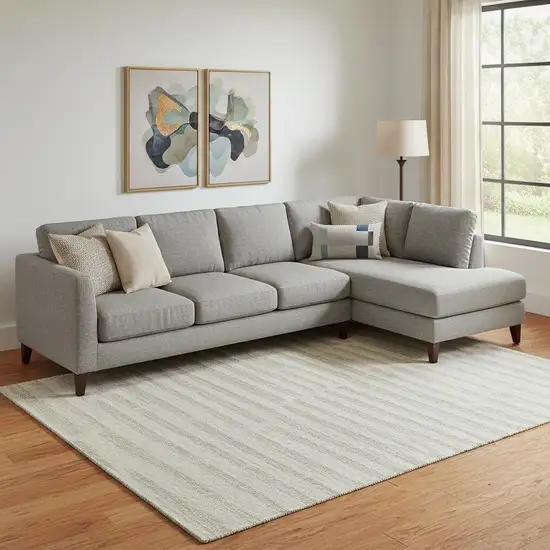 Ivory And Beige Abstract Geometric Washable Area Rug With UV Protection Photo 1