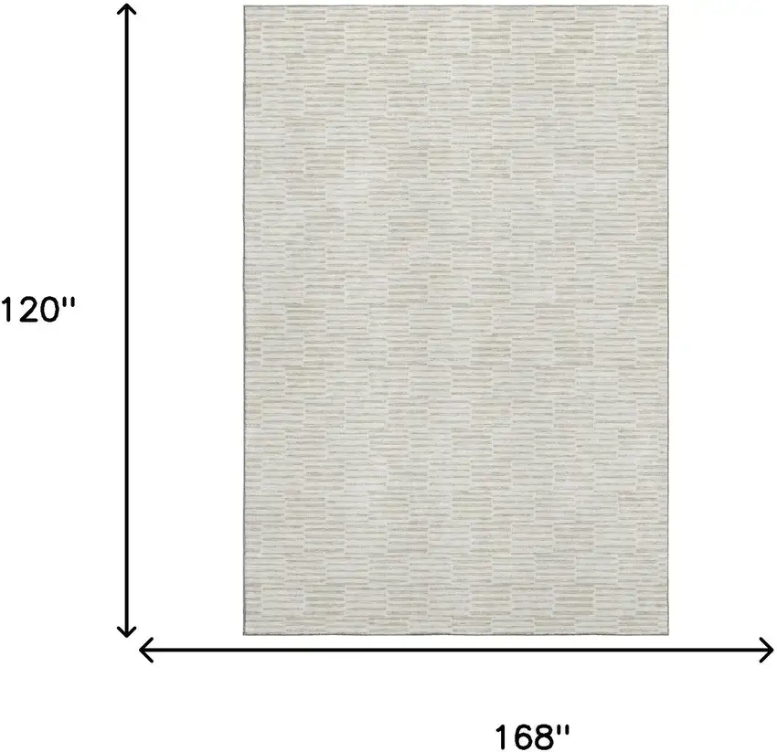 Ivory And Beige Abstract Geometric Washable Area Rug With UV Protection Photo 3