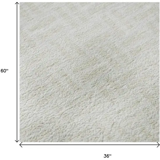 Ivory And Beige Abstract Geometric Washable Area Rug With UV Protection Photo 8