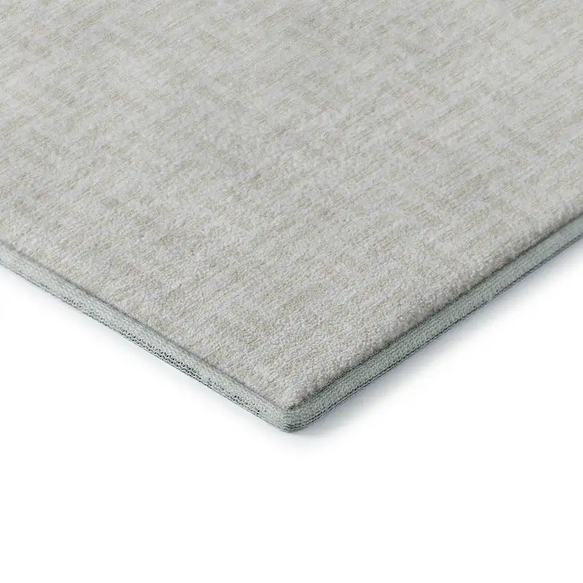 Ivory And Beige Abstract Geometric Washable Area Rug With UV Protection Photo 6
