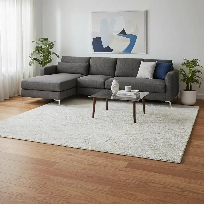 Ivory And Beige Abstract Geometric Washable Area Rug With UV Protection Photo 2