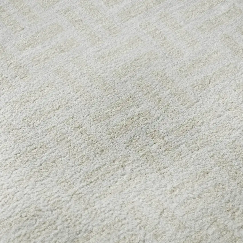 Ivory And Beige Abstract Geometric Washable Area Rug With UV Protection Photo 1