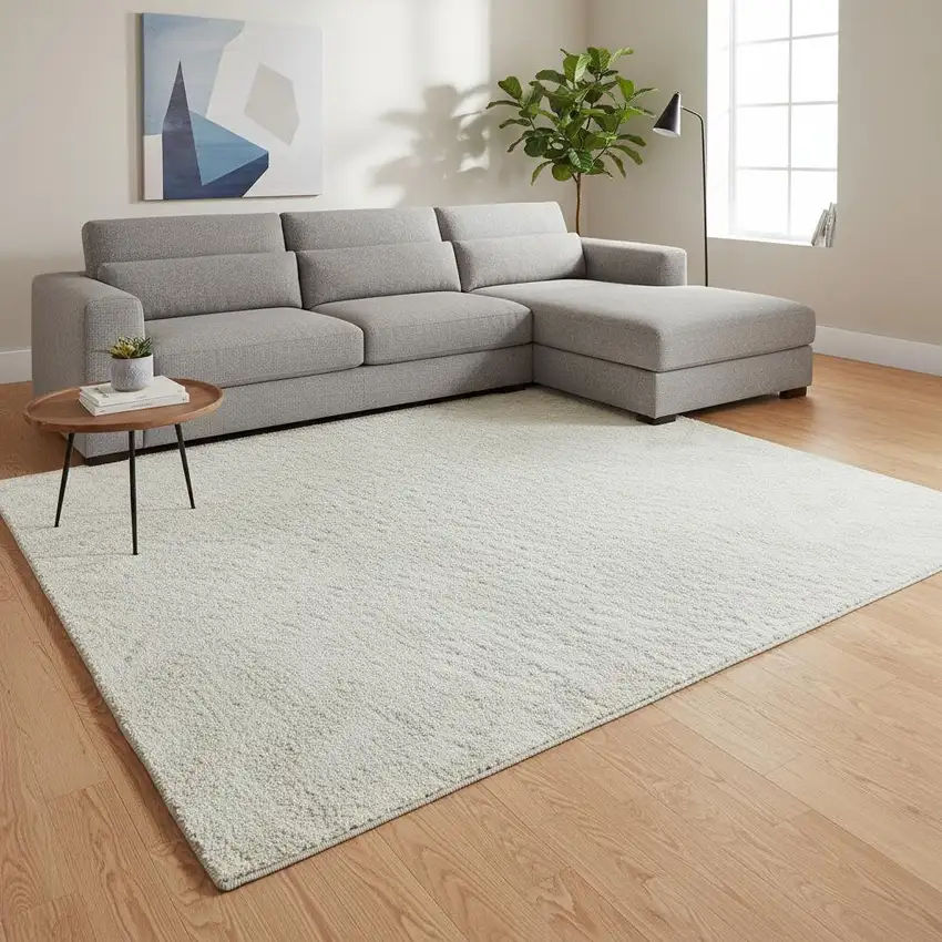 Ivory And Beige Abstract Geometric Washable Area Rug With UV Protection Photo 2