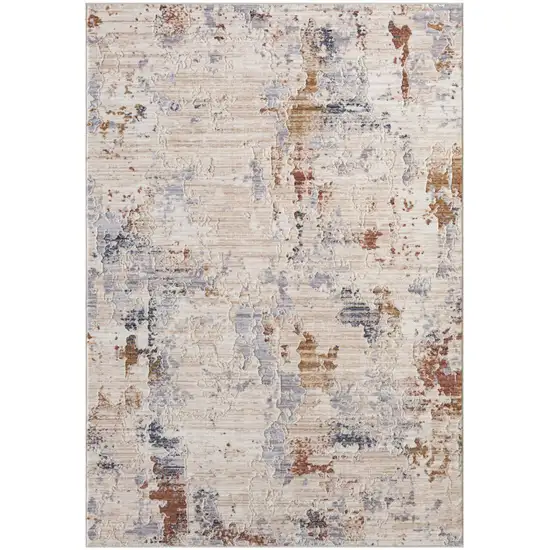 Ivory And Beige Abstract Square Rug Photo 4