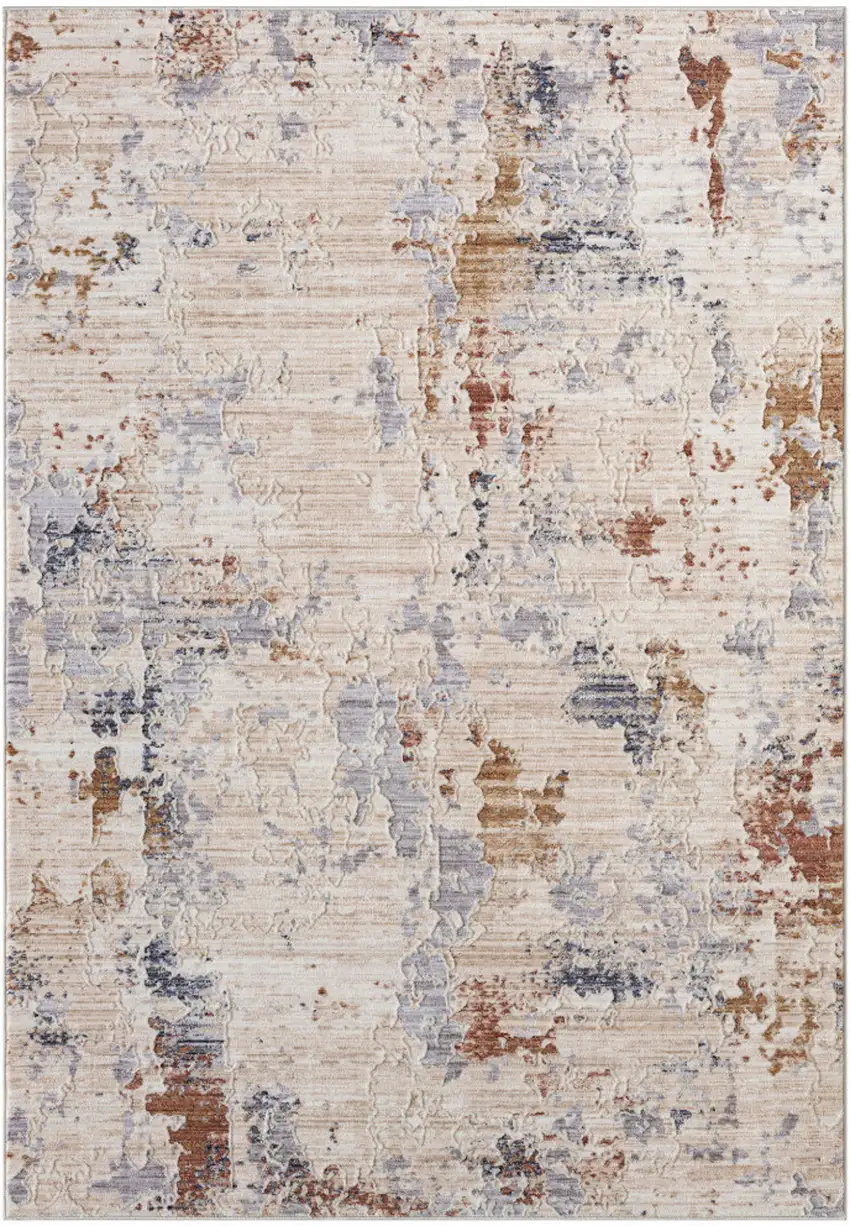 Ivory And Beige Abstract Square Rug Photo 4