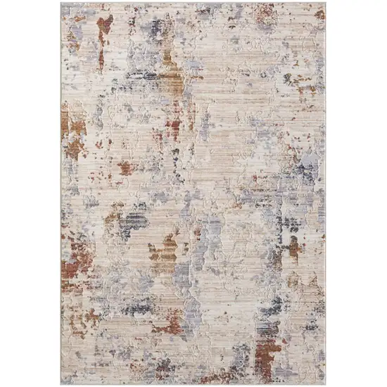 Ivory And Beige Abstract Square Rug Photo 2
