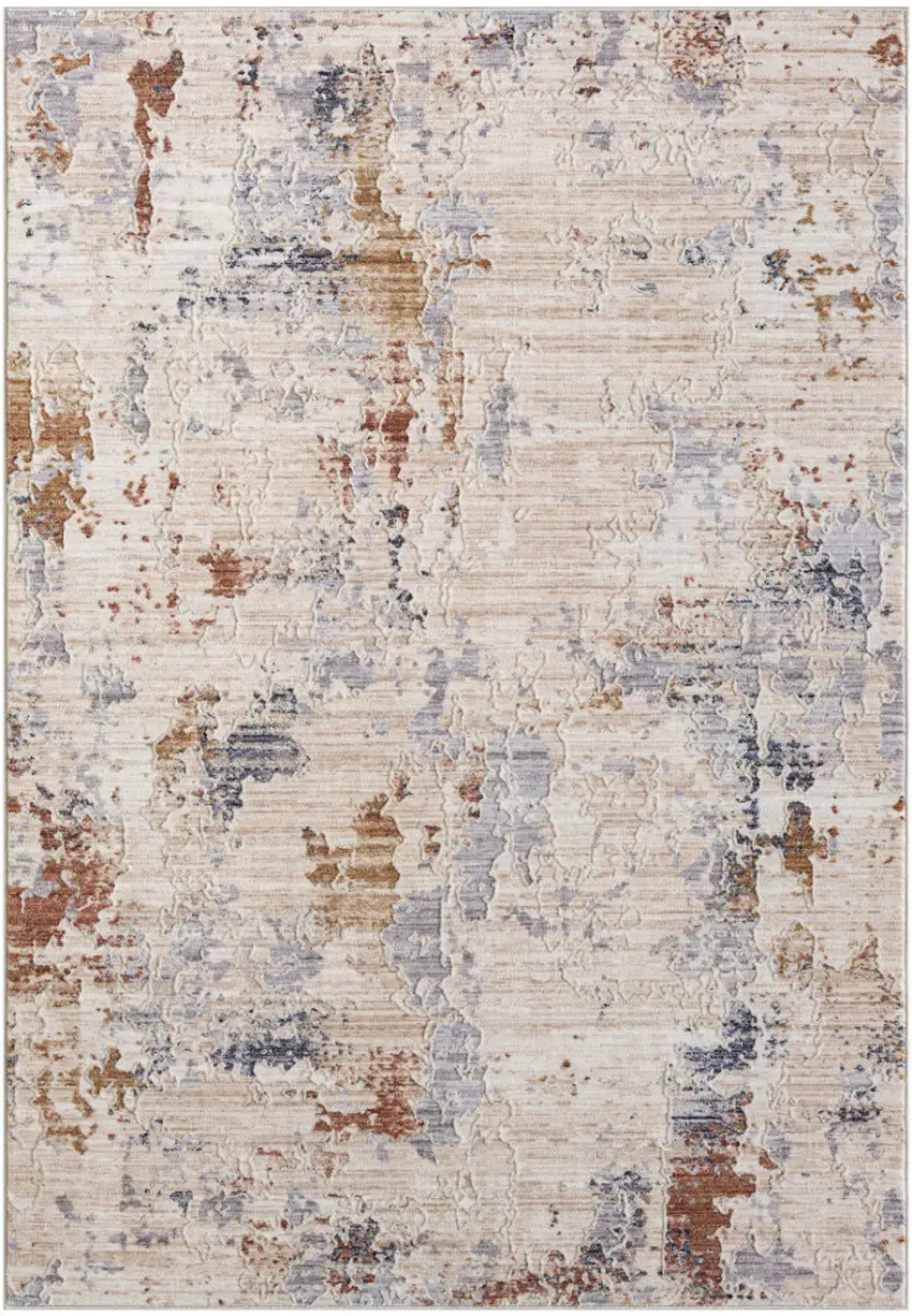 Ivory And Beige Abstract Square Rug Photo 2