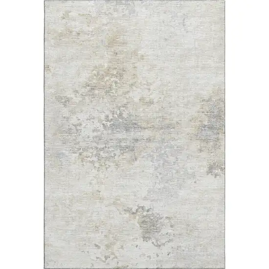 Ivory And Beige Abstract Washable Area Rug With UV Protection Photo 2