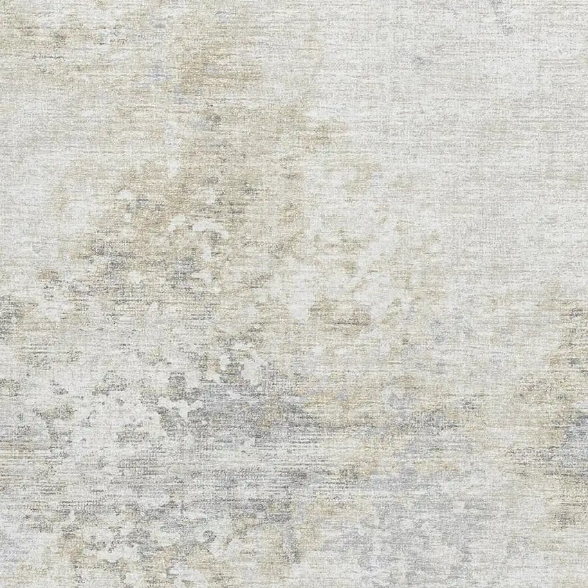 Ivory And Beige Abstract Washable Area Rug With UV Protection Photo 4