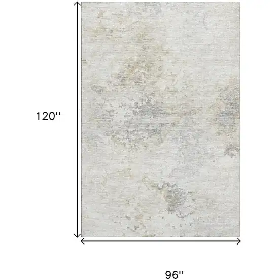 Ivory And Beige Abstract Washable Area Rug With UV Protection Photo 3