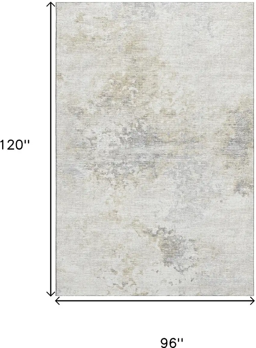 Ivory And Beige Abstract Washable Area Rug With UV Protection Photo 3