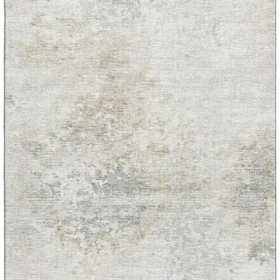Ivory And Beige Abstract Washable Area Rug With UV Protection Photo 4