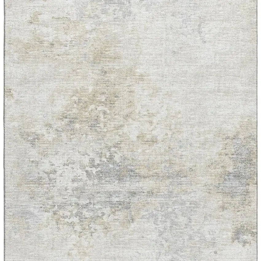 Ivory And Beige Abstract Washable Area Rug With UV Protection Photo 4