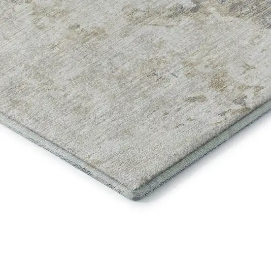Ivory And Beige Abstract Washable Area Rug With UV Protection Photo 9