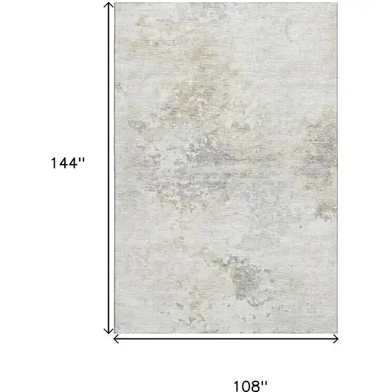 Ivory And Beige Abstract Washable Area Rug With UV Protection Photo 3