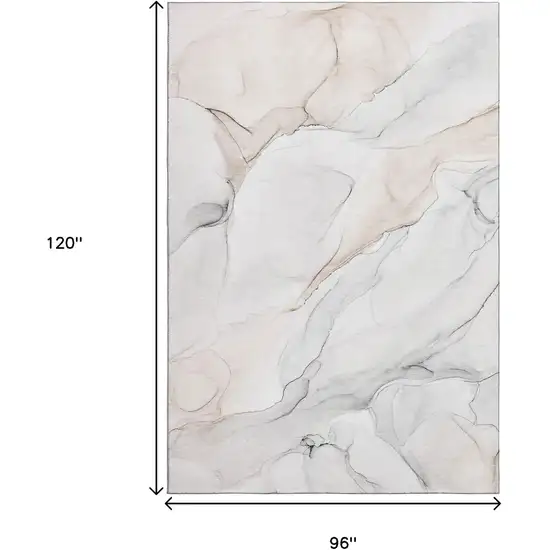 Ivory And Beige Abstract Washable Area Rug With UV Protection Photo 3