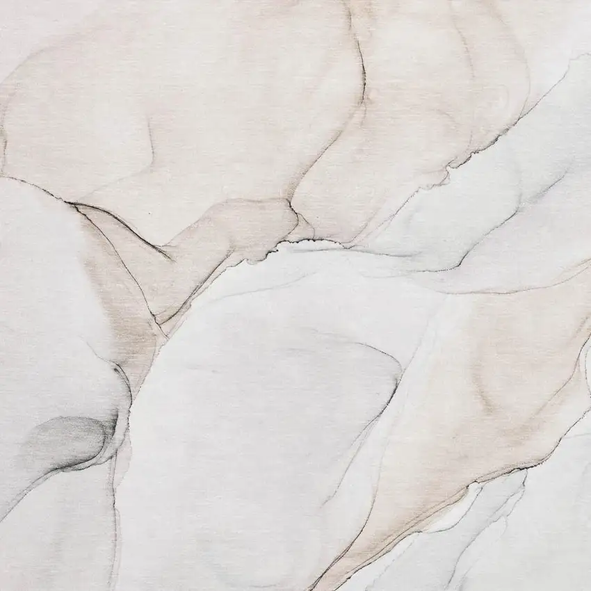 Ivory And Beige Abstract Washable Area Rug With UV Protection Photo 3