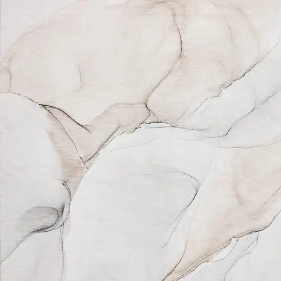 Ivory And Beige Abstract Washable Area Rug With UV Protection Photo 3