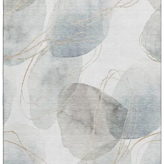Ivory And Beige Abstract Washable Area Rug With UV Protection Photo 3