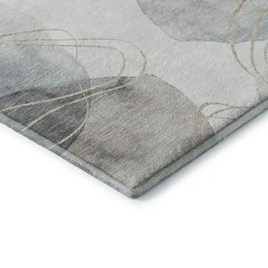 Ivory And Beige Abstract Washable Area Rug With UV Protection Photo 9