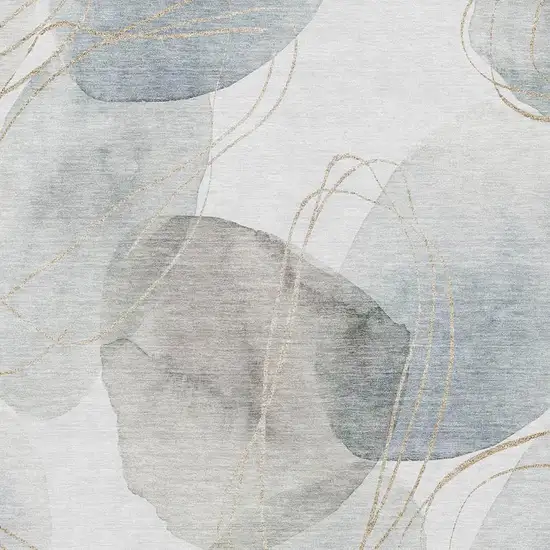 Ivory And Beige Abstract Washable Area Rug With UV Protection Photo 4