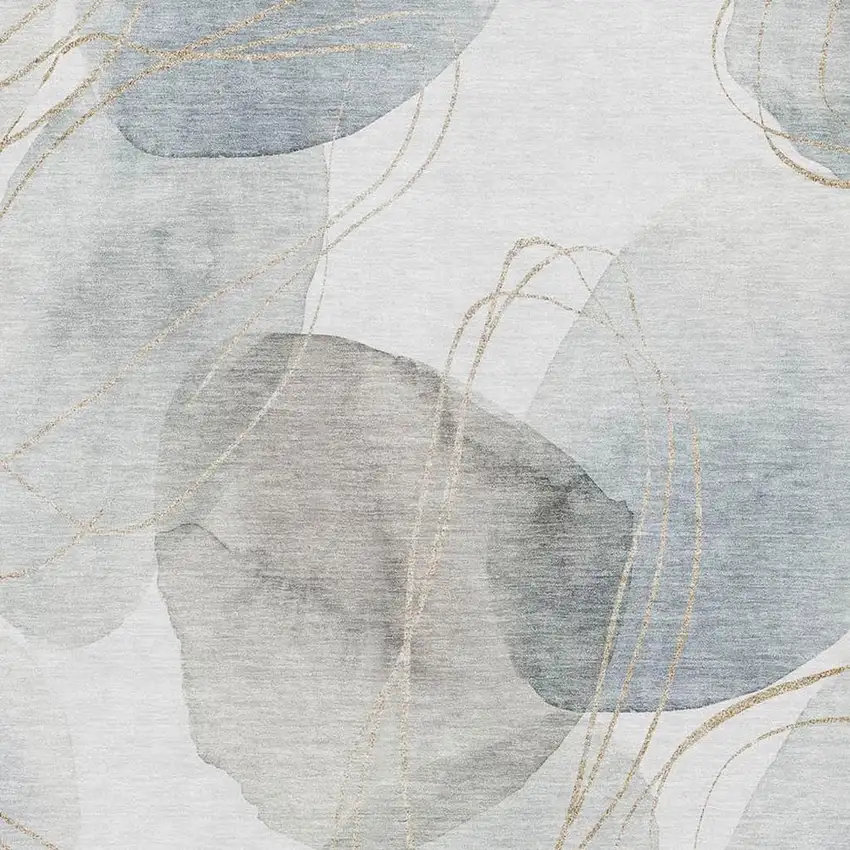 Ivory And Beige Abstract Washable Area Rug With UV Protection Photo 4