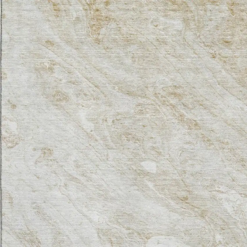 Ivory And Beige Abstract Washable Area Rug With UV Protection Photo 5