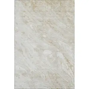 Photo of Ivory And Beige Abstract Washable Area Rug With UV Protection