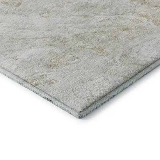 Ivory And Beige Abstract Washable Area Rug With UV Protection Photo 9