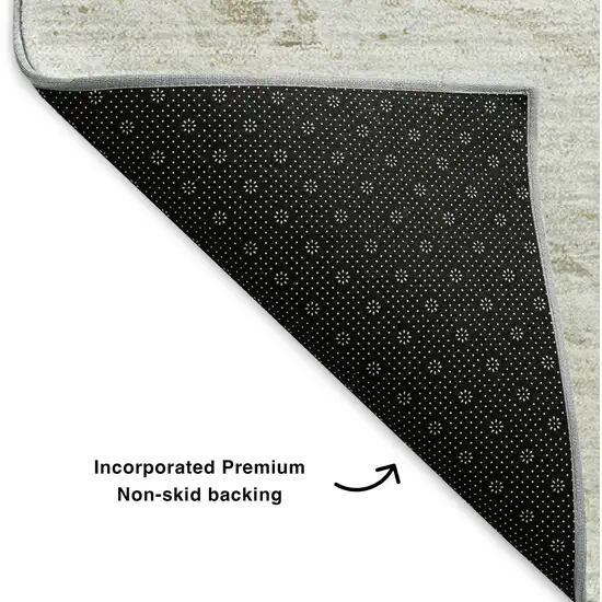 Ivory And Beige Abstract Washable Area Rug With UV Protection Photo 9