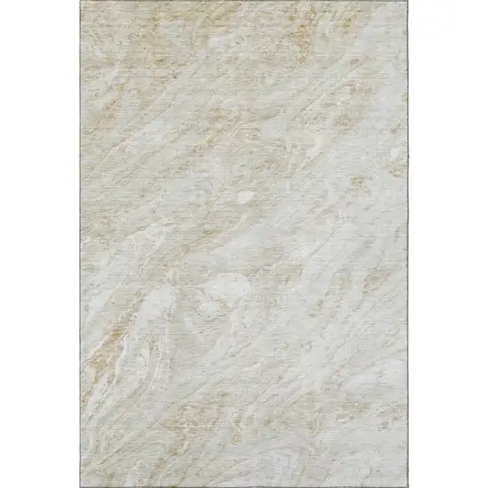 Ivory And Beige Abstract Washable Area Rug With UV Protection Photo 4