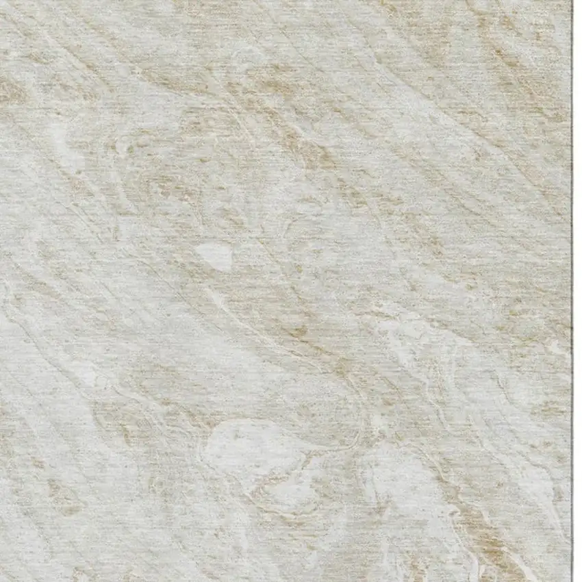 Ivory And Beige Abstract Washable Area Rug With UV Protection Photo 8