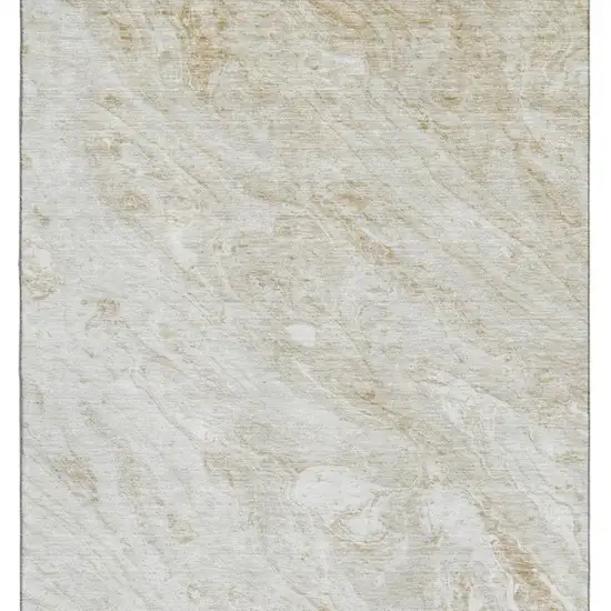Ivory And Beige Abstract Washable Area Rug With UV Protection Photo 4