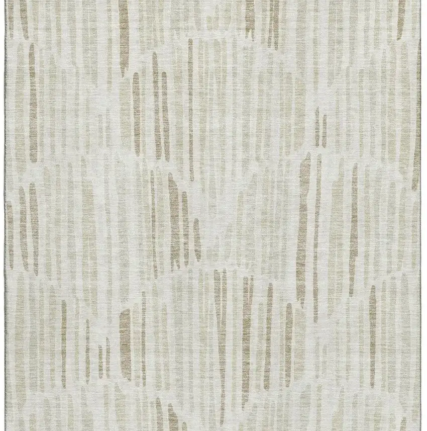 Ivory And Beige Abstract Washable Area Rug With UV Protection Photo 3