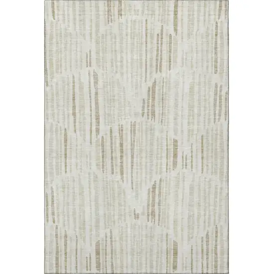 Ivory And Beige Abstract Washable Area Rug With UV Protection Photo 4