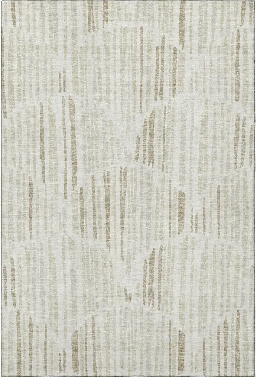 Ivory And Beige Abstract Washable Area Rug With UV Protection Photo 4