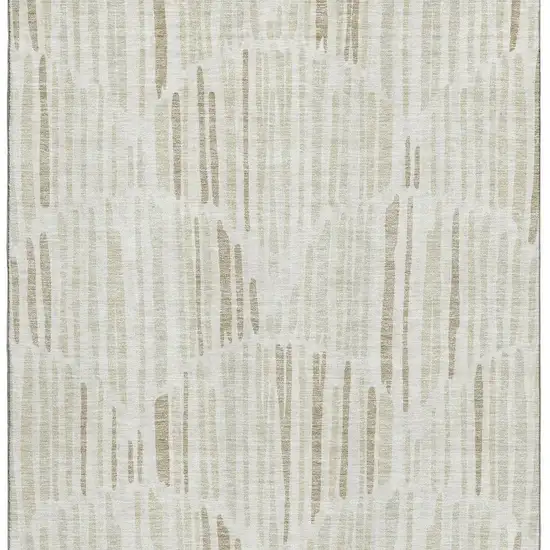 Ivory And Beige Abstract Washable Area Rug With UV Protection Photo 3