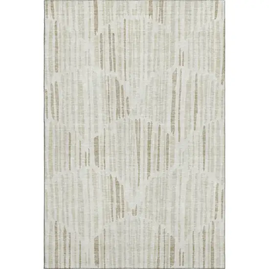 Ivory And Beige Abstract Washable Area Rug With UV Protection Photo 1