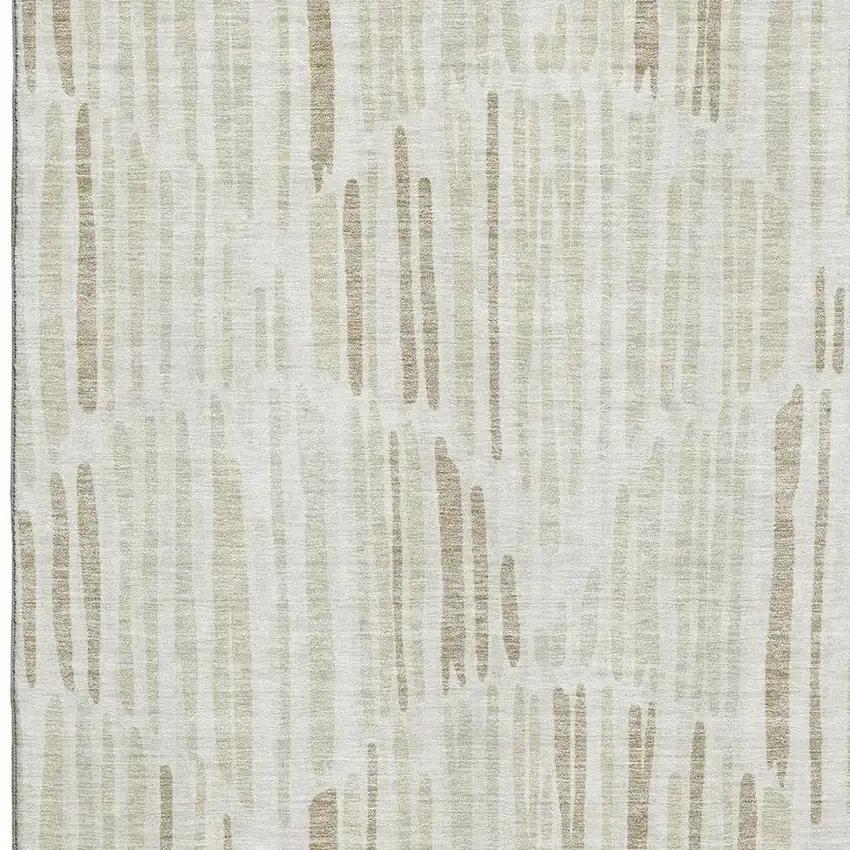 Ivory And Beige Abstract Washable Area Rug With UV Protection Photo 3