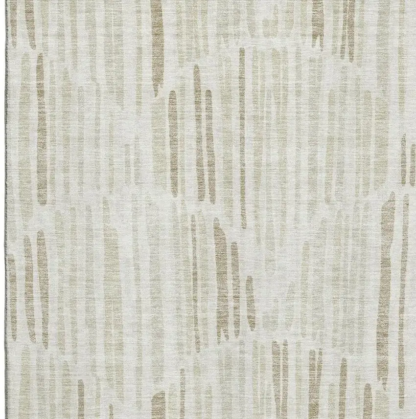Ivory And Beige Abstract Washable Area Rug With UV Protection Photo 3