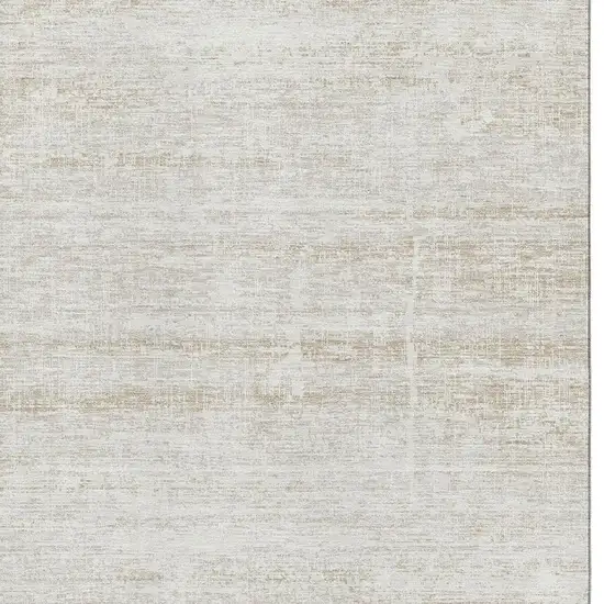 Ivory And Beige Abstract Washable Area Rug With UV Protection Photo 3