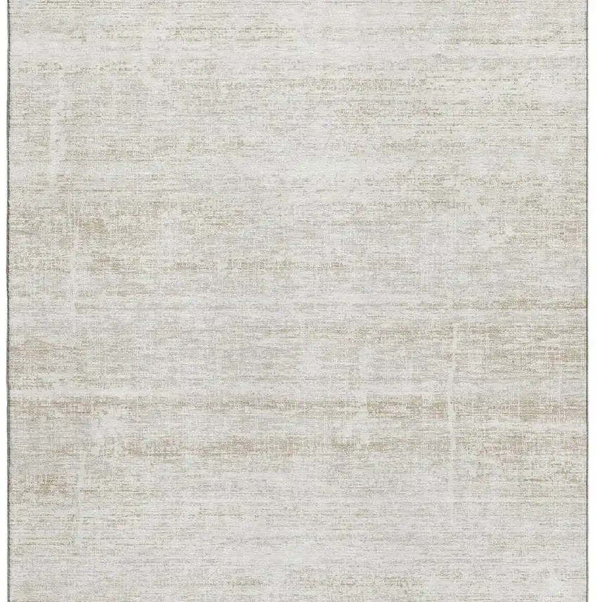 Ivory And Beige Abstract Washable Area Rug With UV Protection Photo 3