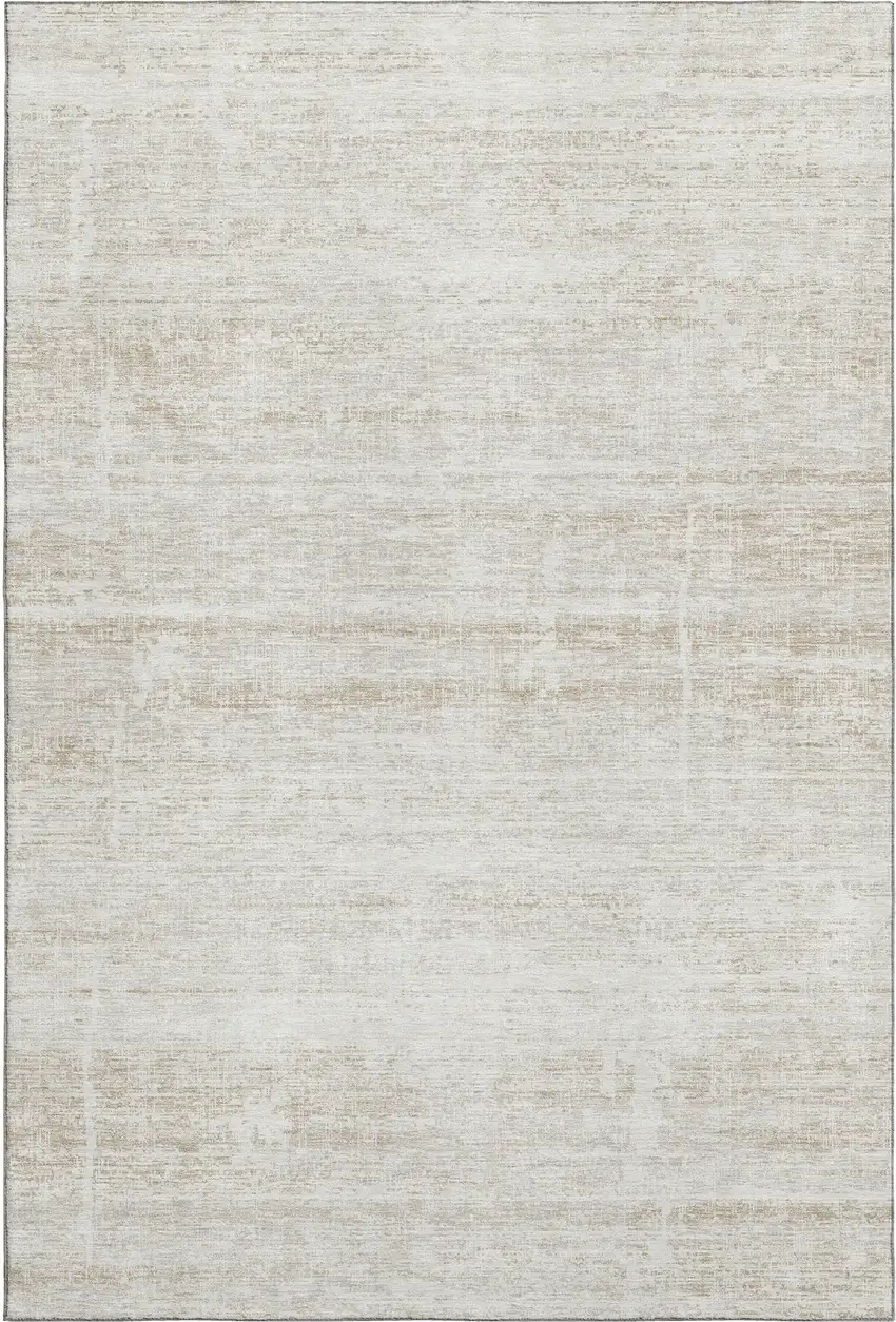 Ivory And Beige Abstract Washable Area Rug With UV Protection Photo 1