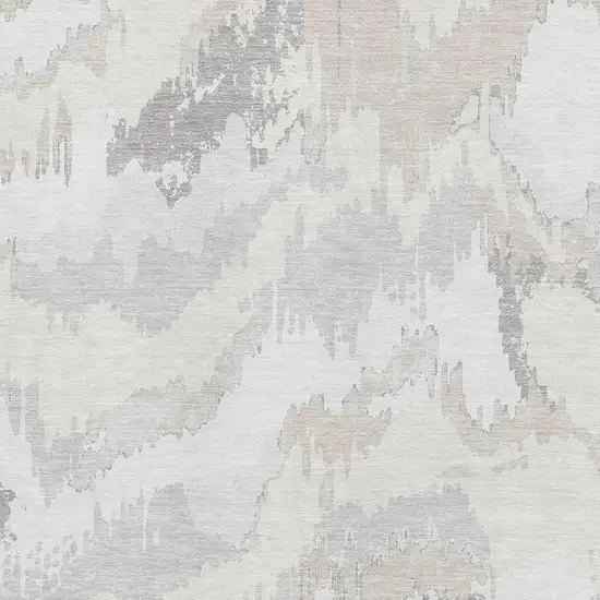 Ivory And Beige Abstract Washable Area Rug With UV Protection Photo 4