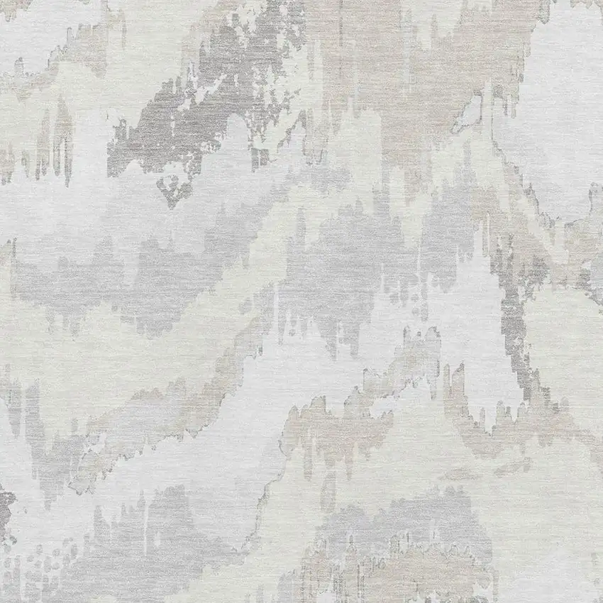 Ivory And Beige Abstract Washable Area Rug With UV Protection Photo 4