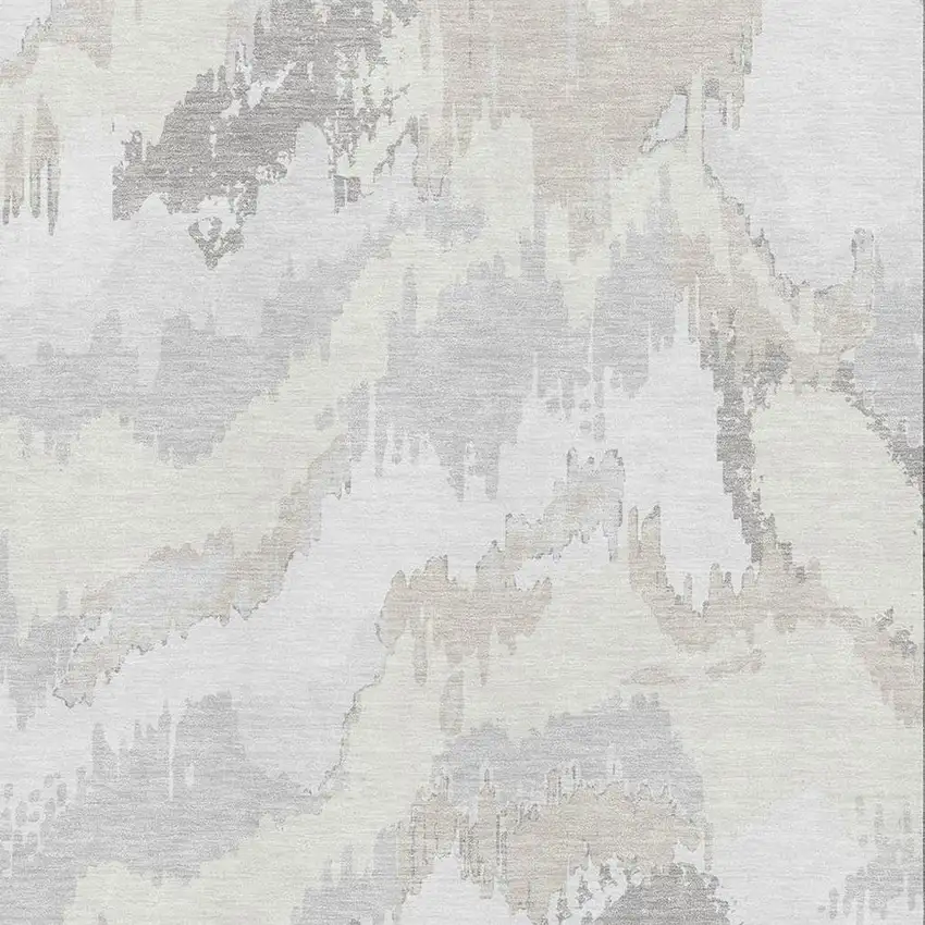 Ivory And Beige Abstract Washable Area Rug With UV Protection Photo 4