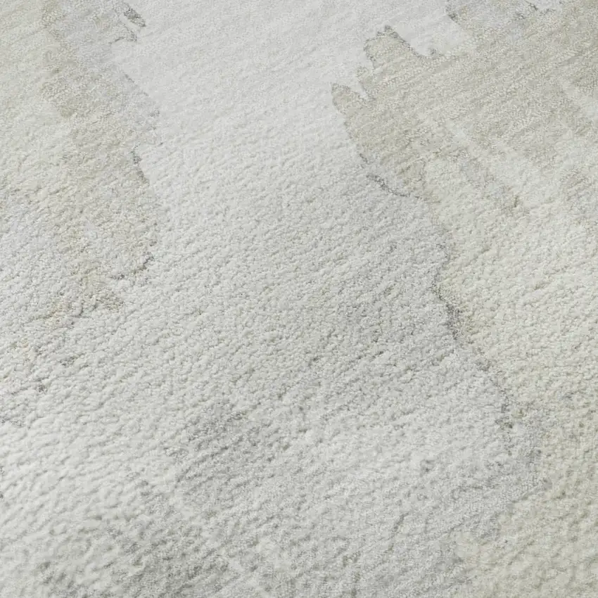 Ivory And Beige Abstract Washable Area Rug With UV Protection Photo 9